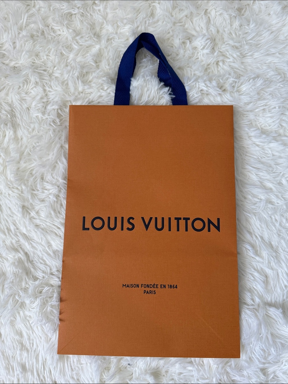 Louis Vuitton Orange Paper Bag with Navy Handles
